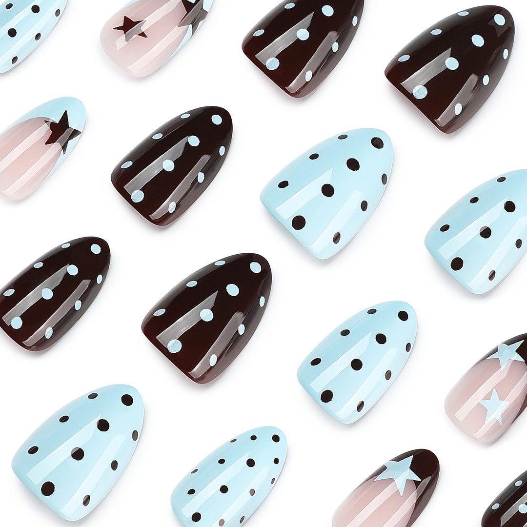 Artful Nail Extensions with Modern Star Design Bowlift
