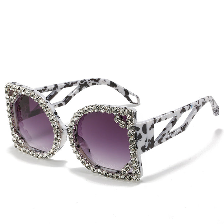 Statement Rhinestone-Embellished Hexagonal Sunglasses Bowlift