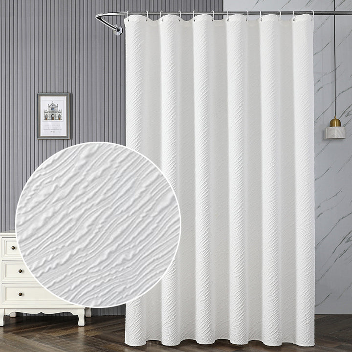 Textured Leaf Motif Shower Curtain Bowlift