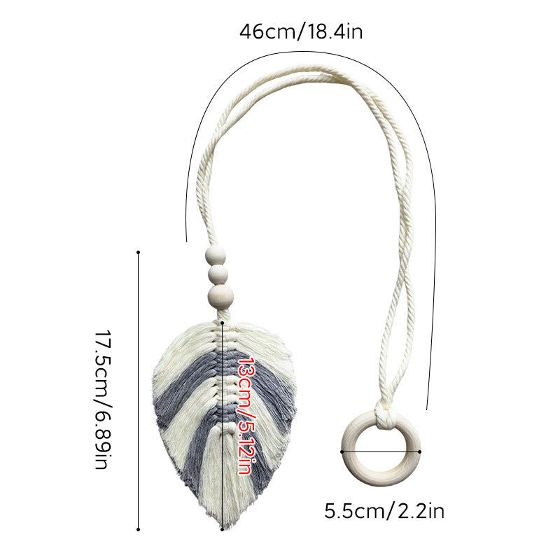 Decorative Layered Tassel Curtain Tieback with Wooden Beads and Loop Ring Bowlift