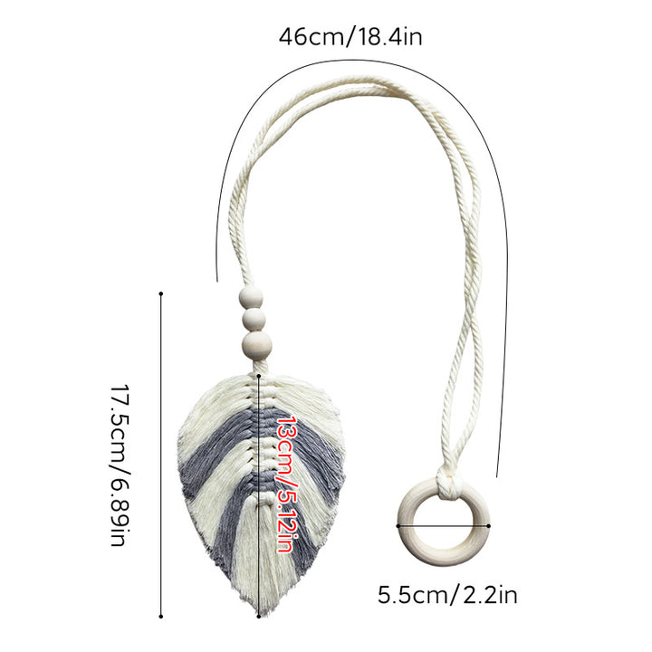 Decorative Layered Tassel Curtain Tieback with Wooden Beads and Loop Ring Bowlift