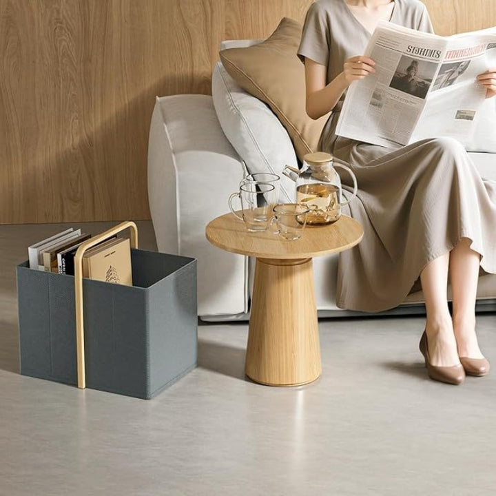 Modern laundry basket with wooden handle Bowlift