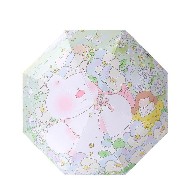 Women's Designer Umbrella with Playful Floral Pattern Bowlift