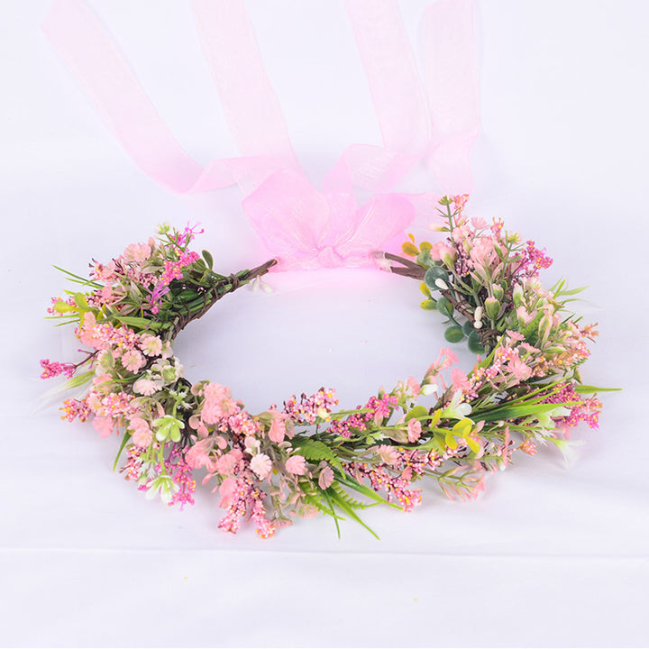 Handmade Romantic Artificial Flower Crown Headband for Bridal and Festival Bowlift