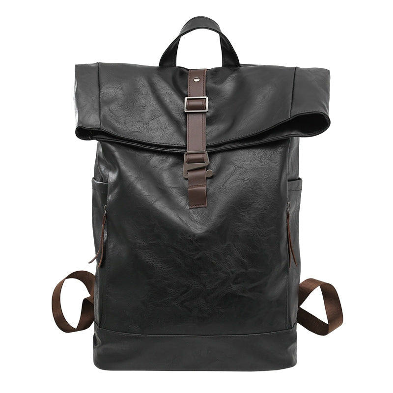 Vintage Leather Roll-Top Backpack Bowlift