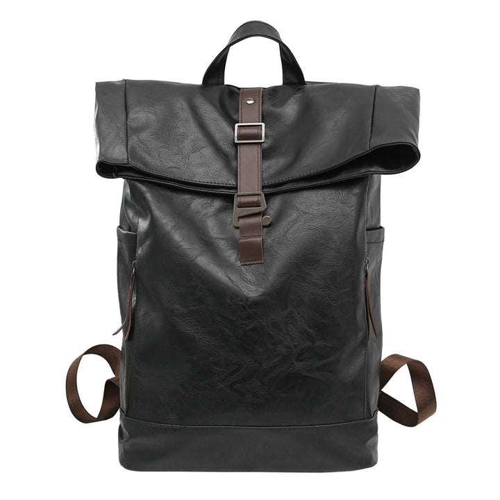 Vintage Leather Roll-Top Backpack Bowlift