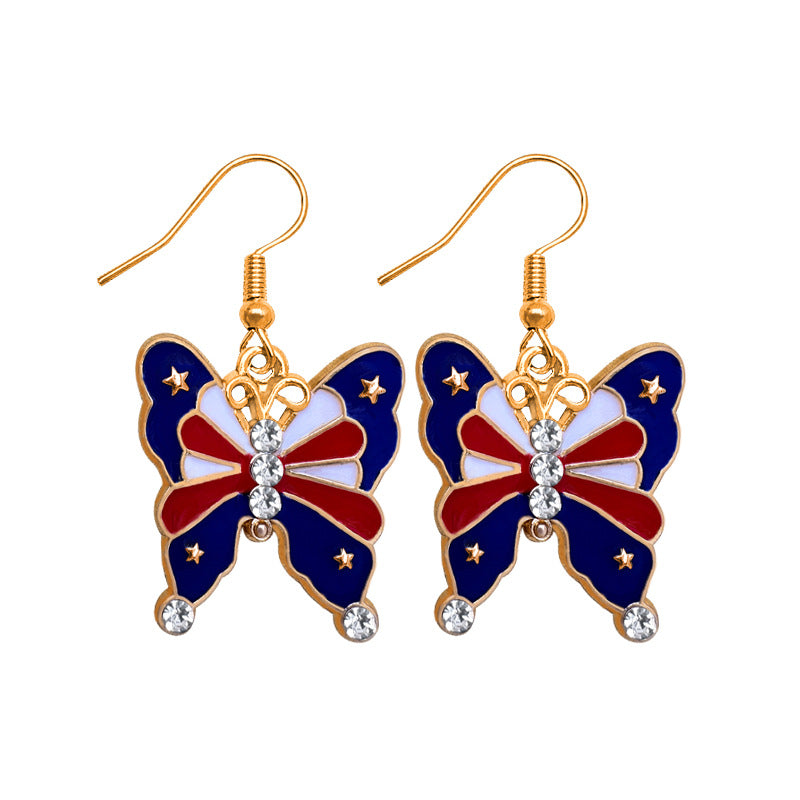 Women's stud earrings wing design enamel with star motif and fine alloy Bowlift