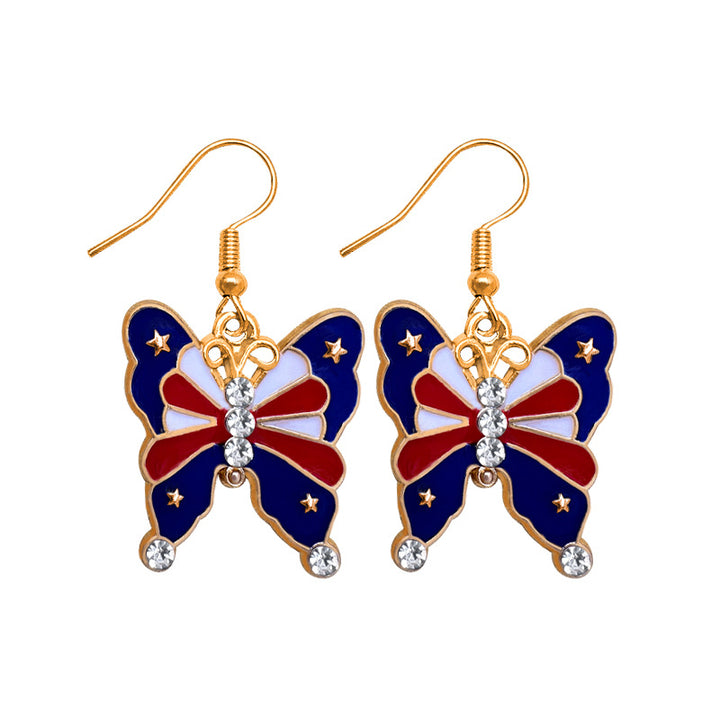 Women's stud earrings wing design enamel with star motif and fine alloy Bowlift