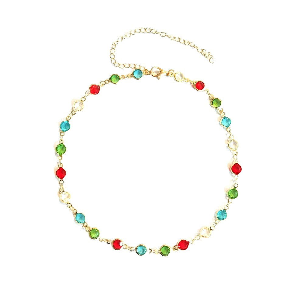 Colorful Gemstone Chain Necklace Bowlift