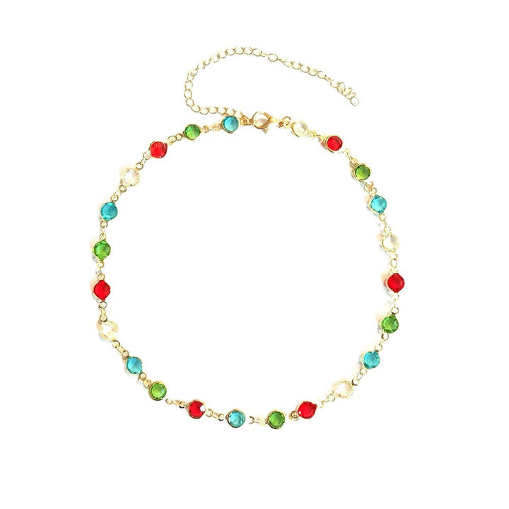 Colorful Gemstone Chain Necklace Bowlift