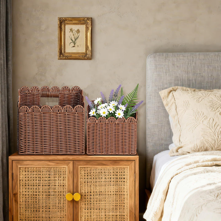 Handcrafted storage basket with curved edge Bowlift