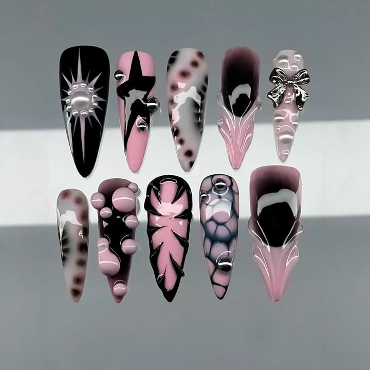 Ocean-Inspired 3D Decorative Press-On Nail Set Bowlift
