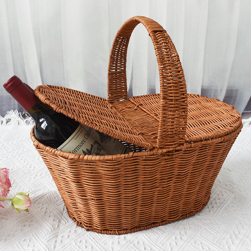 Handcrafted Woven Picnic Storage Basket Bowlift