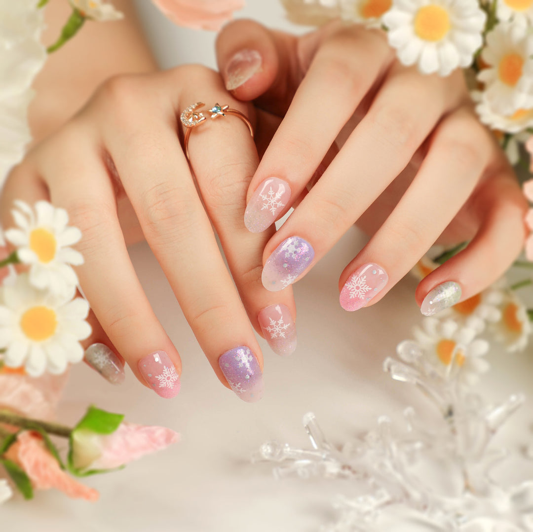Artful Nail Extensions with Glitter and Rhinestone Embellishments Bowlift
