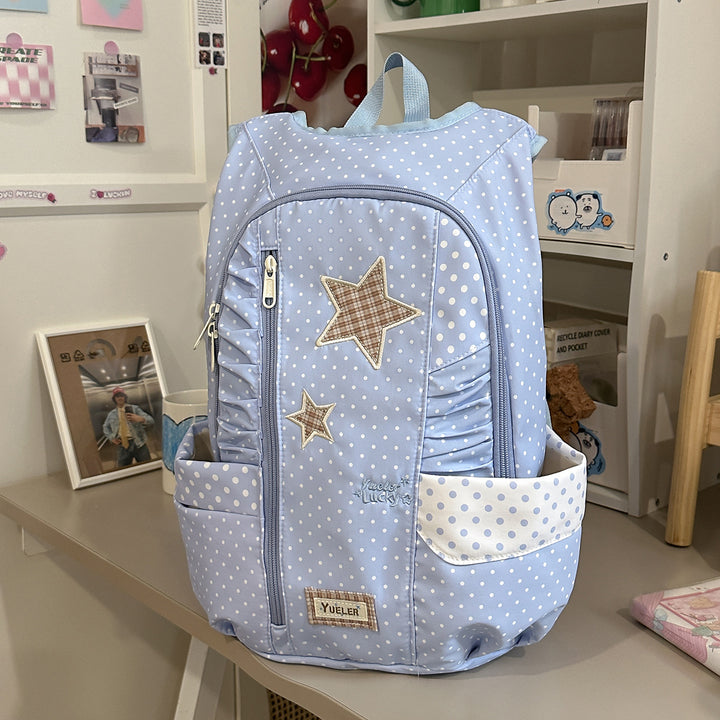 Cute Star-Patterned Ruffled School Backpack