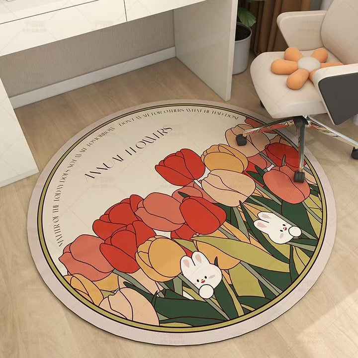 Floral Design Round Area Rug