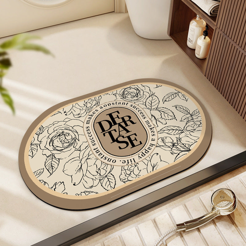 Floral Patterned Bath Mat Bowlift