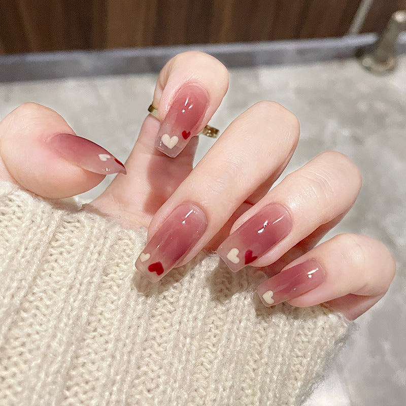Stylish heart and ombre design artificial nails Bowlift