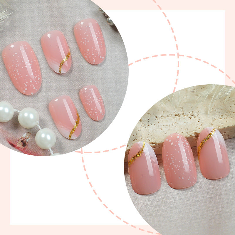 Premium Decorative Press-On Nail Set with Glitter and Gold Accents Bowlift
