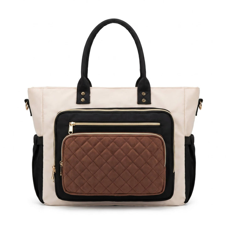 Tote bag with multiple compartments and expandable side pockets Bowlift