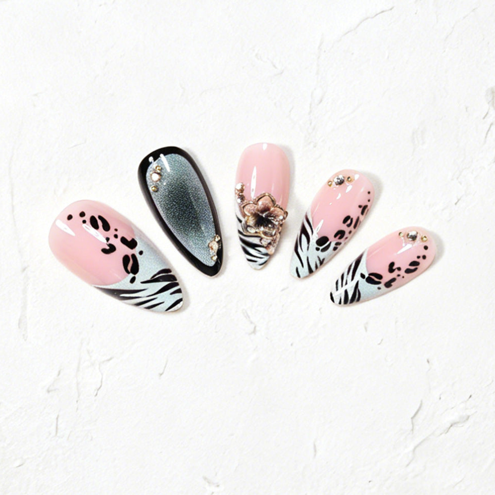 Decorative Stiletto Nail Art Tips with Floral Accents Bowlift