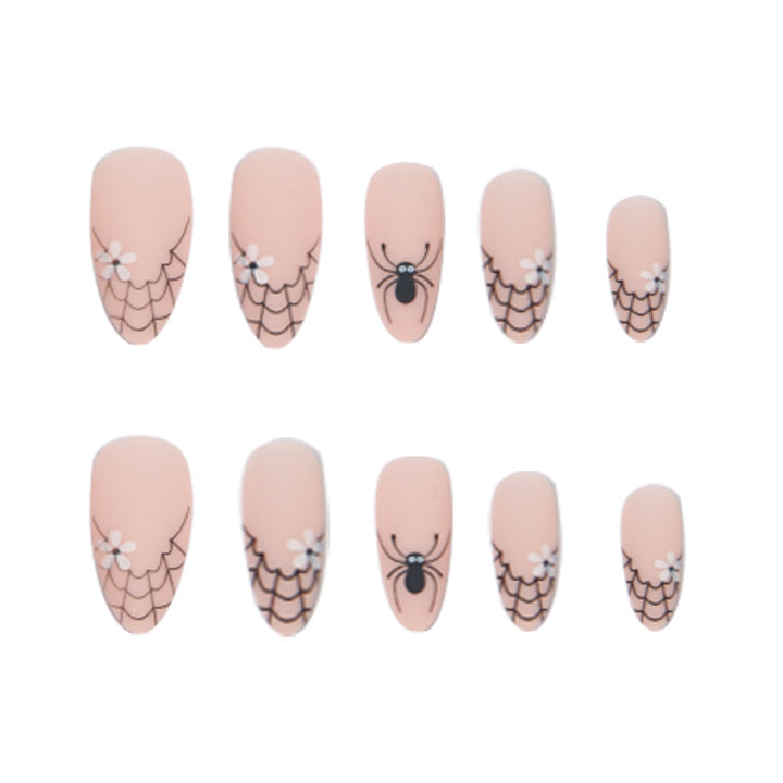 Creative artificial nails with spider web design Bowlift