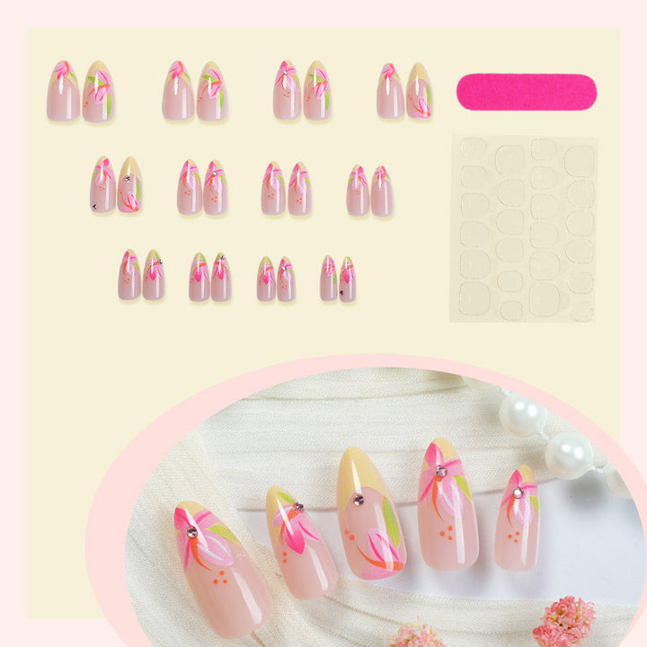 Floral-Themed Press-On Nail Art Bowlift