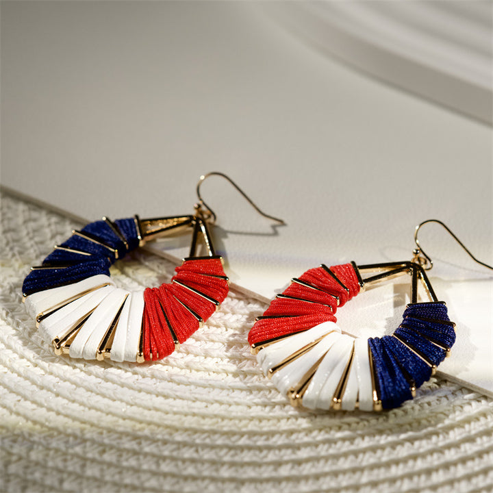 Ladies handmade Boho hoop earrings with textile wrap and bead application Bowlift