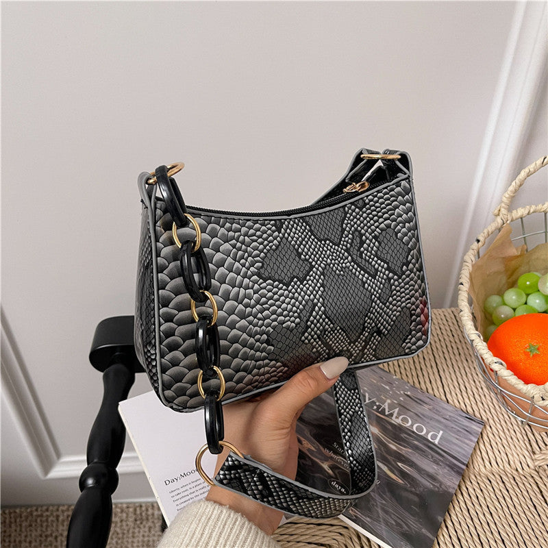 Stylish Textured Snakeskin Effect Handbag Bowlift