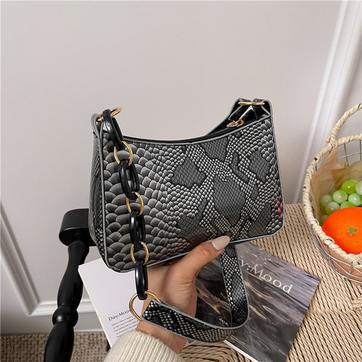 Stylish Textured Snakeskin Effect Handbag Bowlift