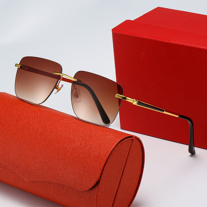 Women's fashionable rectangular semi-rimmed sunglasses with innovative design Bowlift