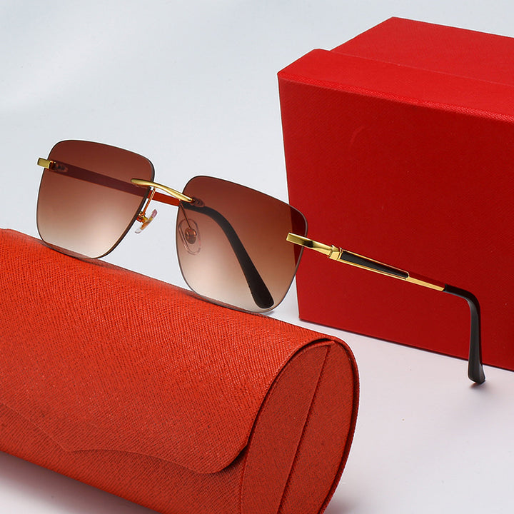 Women's fashionable rectangular semi-rimmed sunglasses with innovative design Bowlift