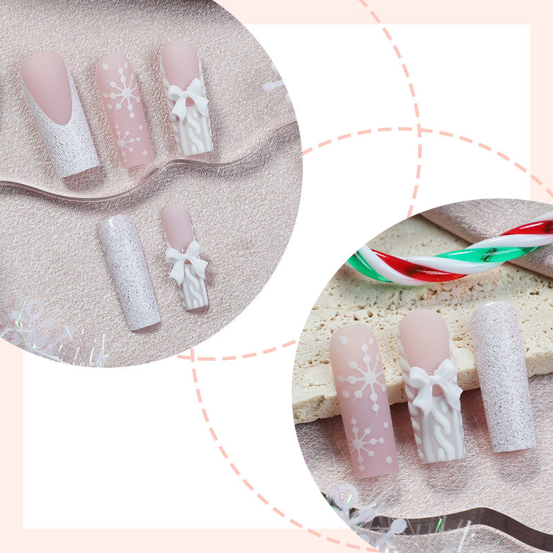 Decorative Press-On Nail Set with Elegant Designs Bowlift