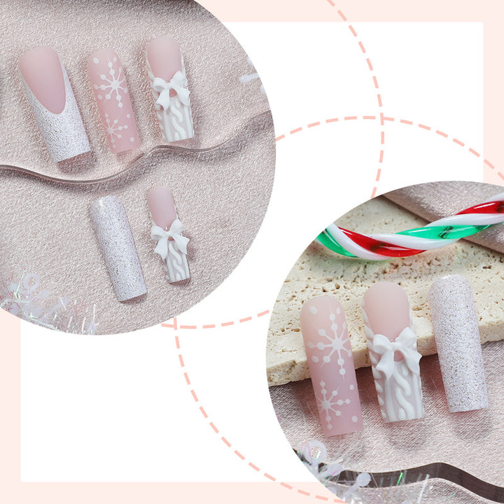 Decorative Press-On Nail Set with Elegant Designs Bowlift