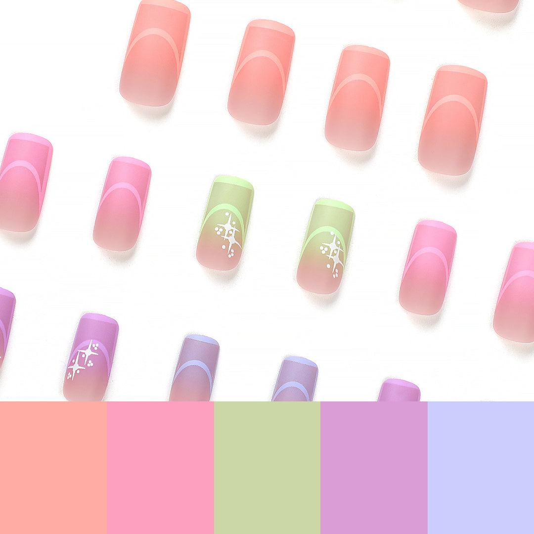 Artful nail extensions in modern design with geometric decorations Bowlift