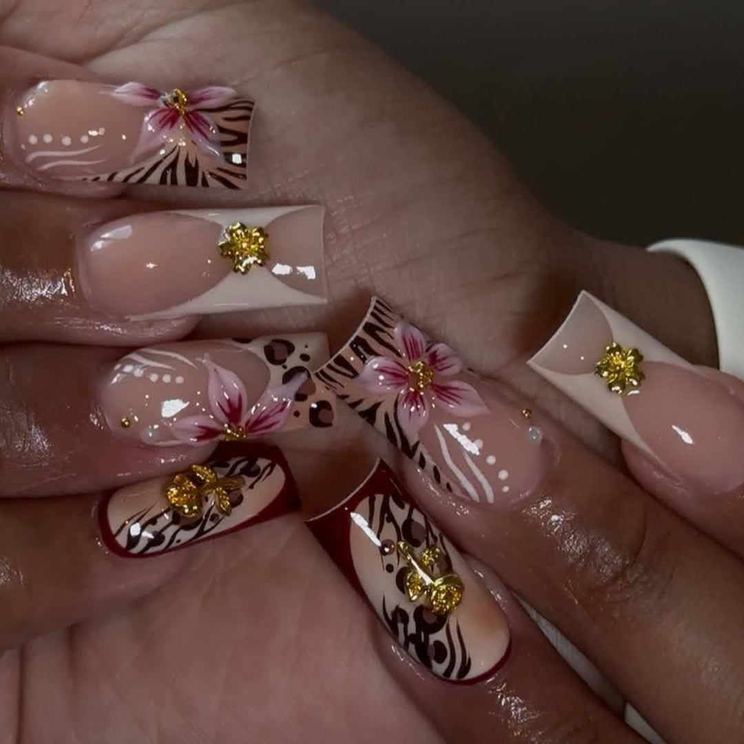 Stylish Floral and Animal Print Nail Art Extensions Bowlift