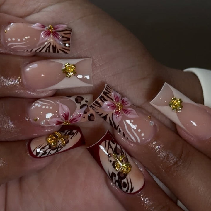Stylish Floral and Animal Print Nail Art Extensions Bowlift