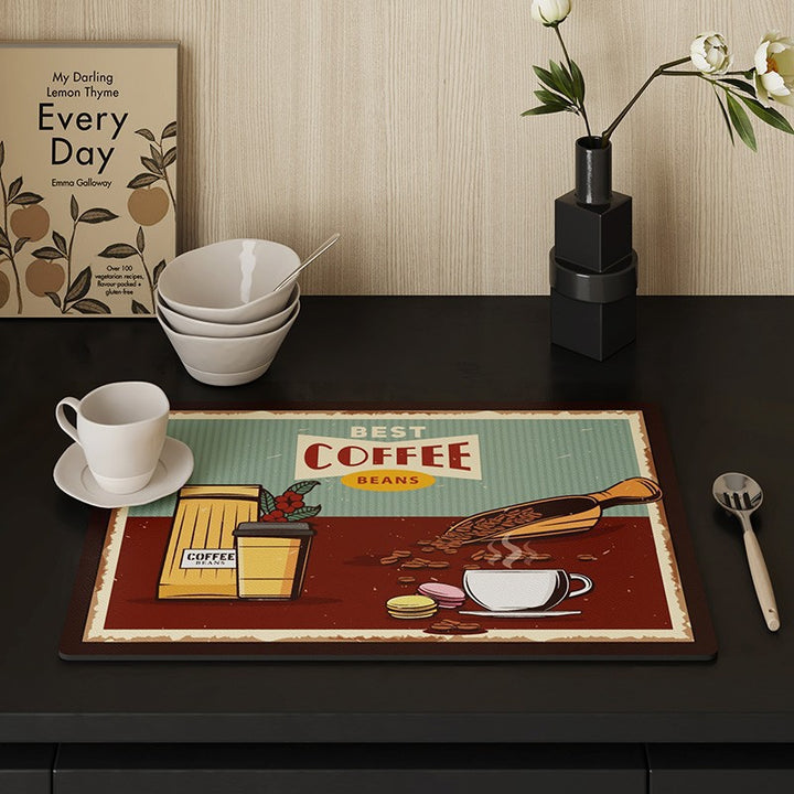 Vintage Coffee-Themed Table Mat