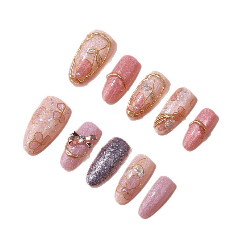 Artistic Press-On Nail Design Bowlift
