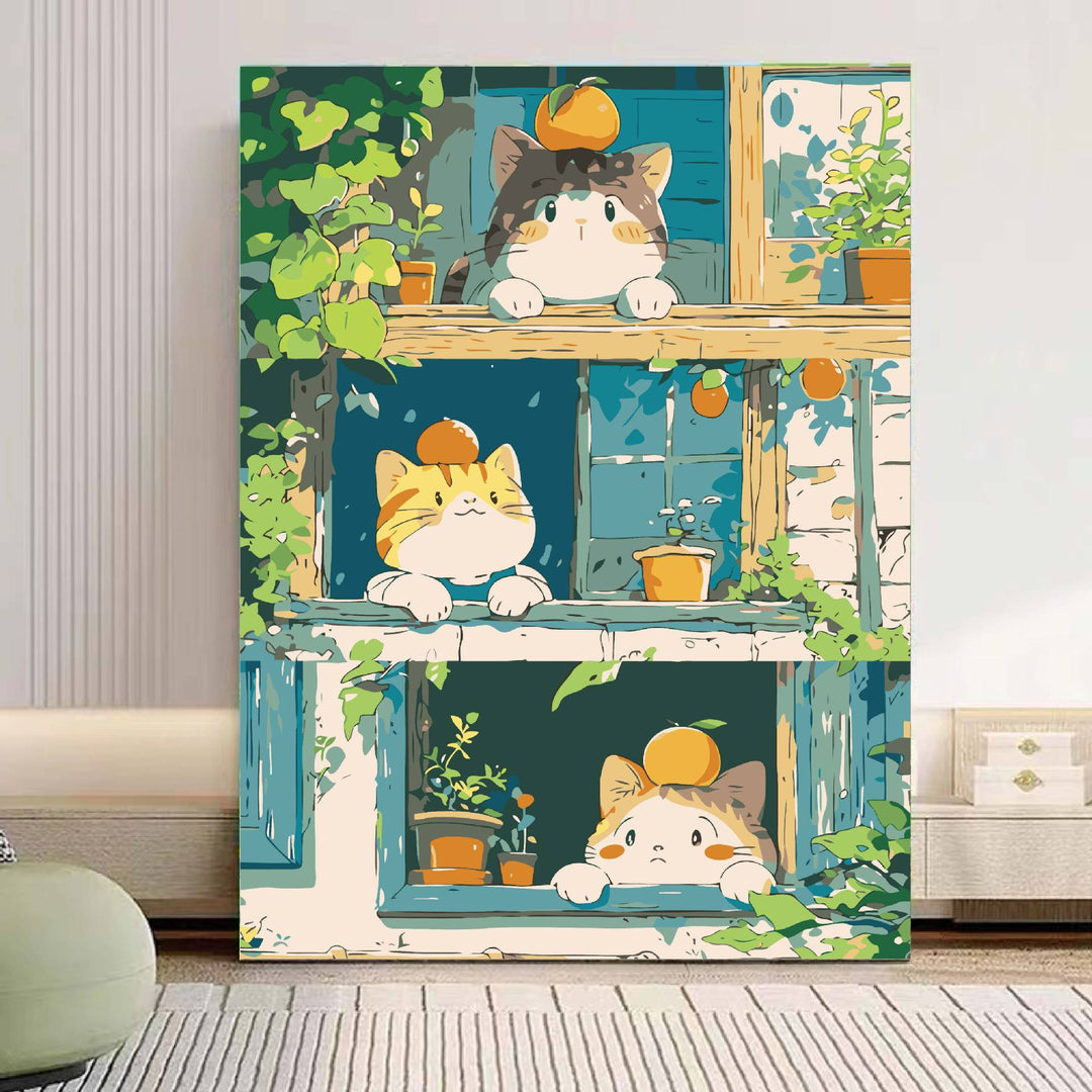 Playful Panda Illustration Canvas Art Bowlift