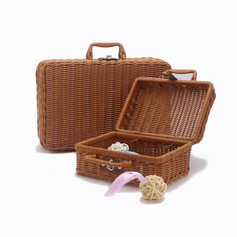Handmade basket with leather handle Bowlift