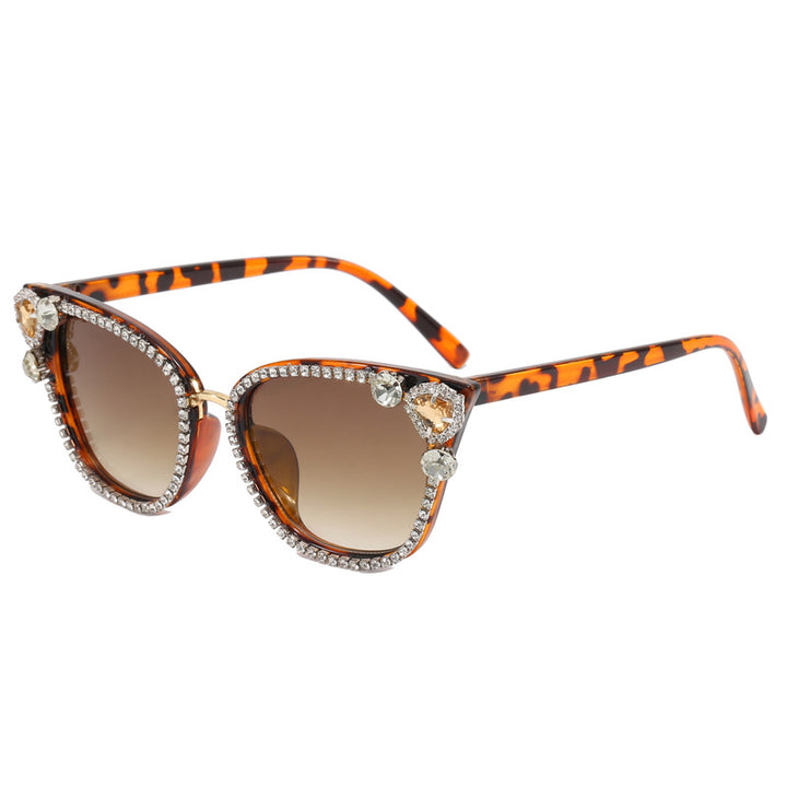 Women's Cat Eye Sunglasses with Sparkling Crystal Decorations Bowlift