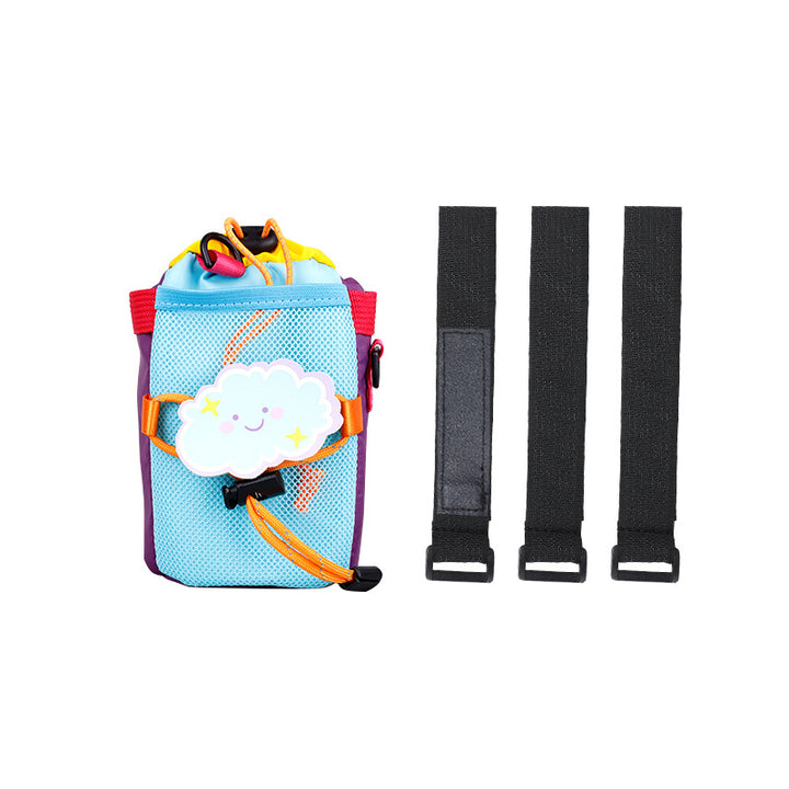 insulated kids water bottle carrier with drawstring closure and three universal attachment straps Bowlift