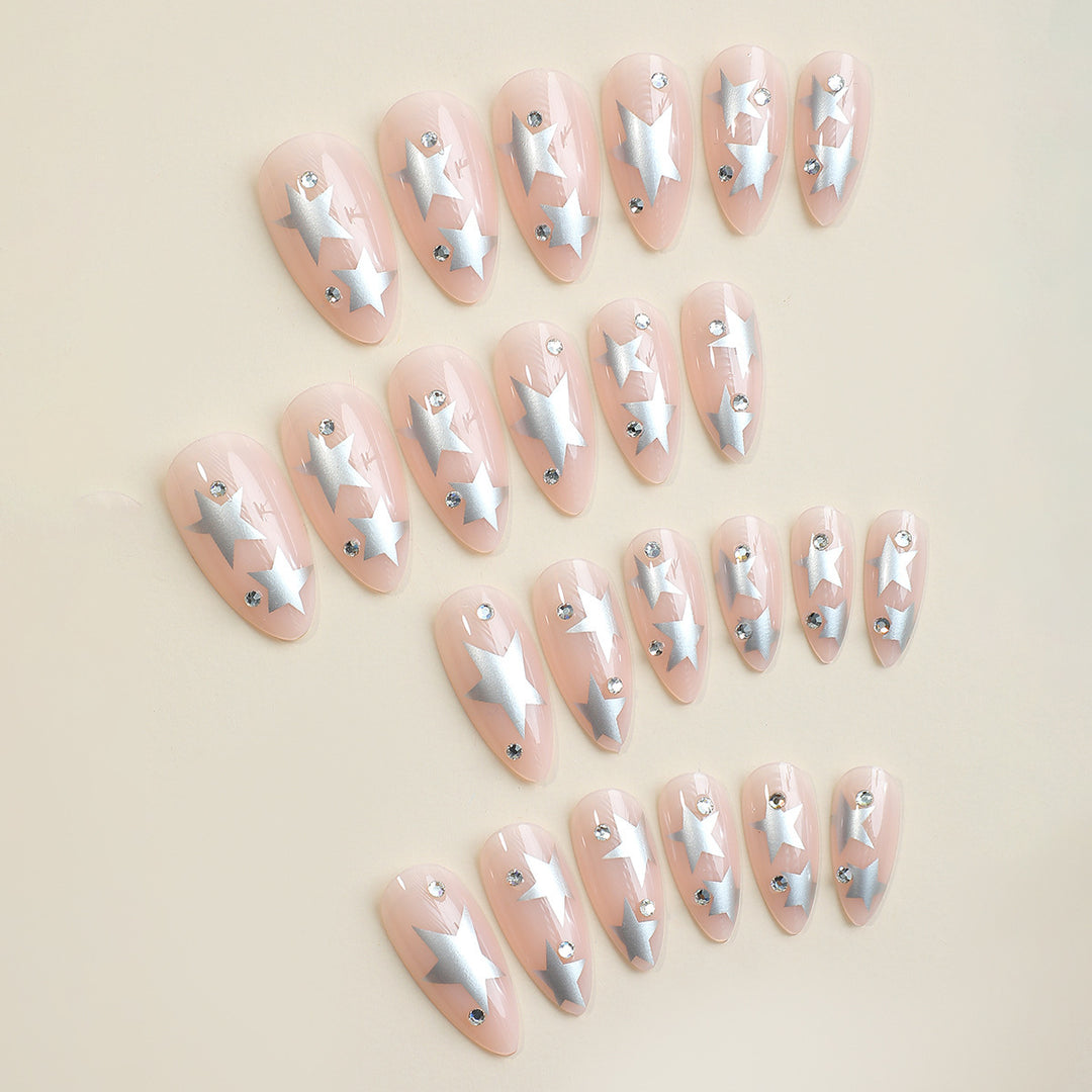 Acrylic nail set with glamorous star accents Bowlift
