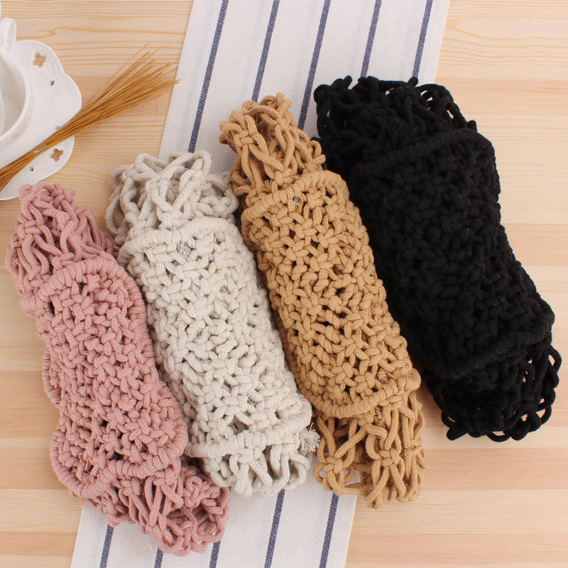 Macrame Tote Bag with Modern Mesh Design Bowlift