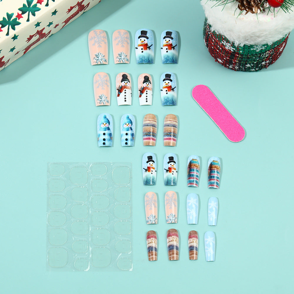 Festive artificial nails with snowman motif Bowlift