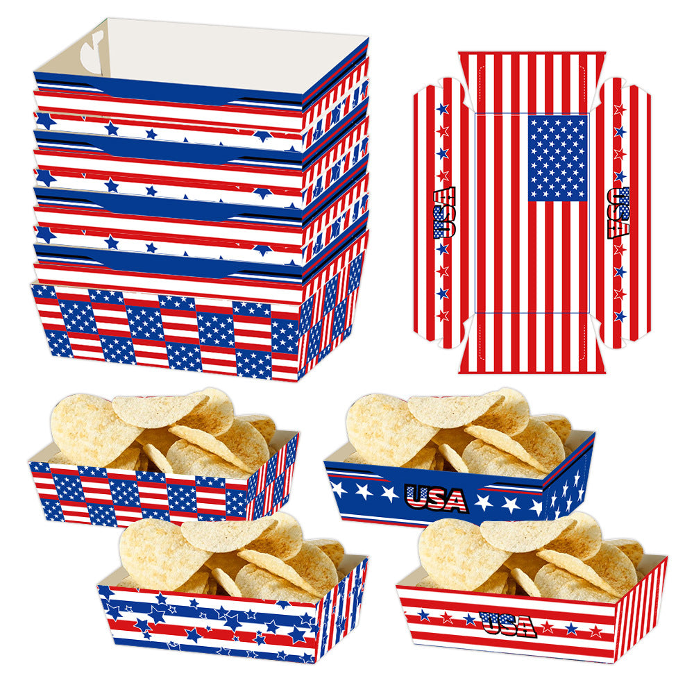 Unisex nan decorative gift boxes made of sturdy cardboard with foldable plug bottom and Americana star-and-stripes pattern Bowlift