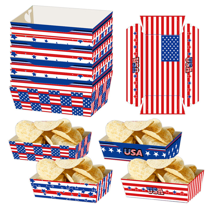 Unisex non-collapsible party snack boxes made of cardboard with patriotic stars and stripes pattern Bowlift
