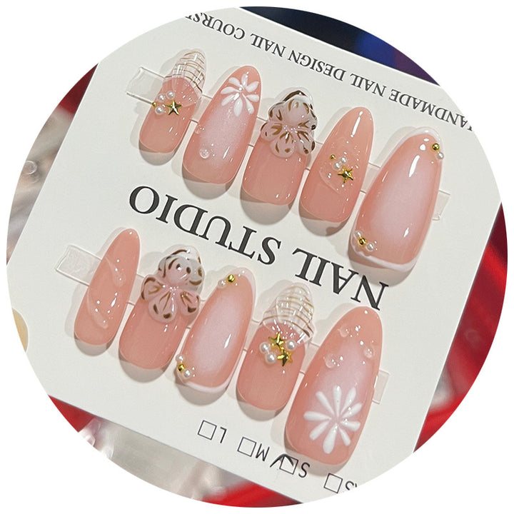 Handcrafted Floral Pattern Press-On Nails Bowlift