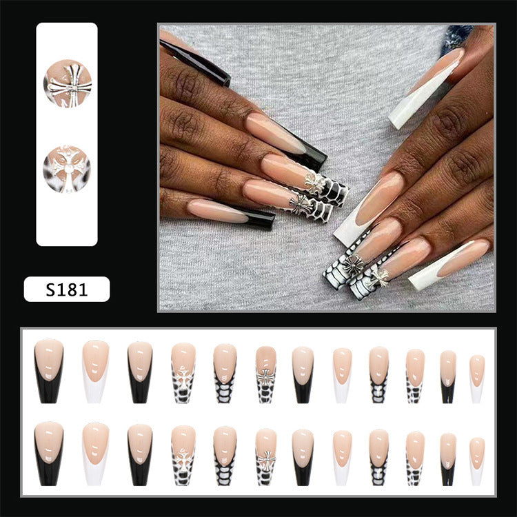 Artificial nail set with elegant 3D decorations and creative designs Bowlift